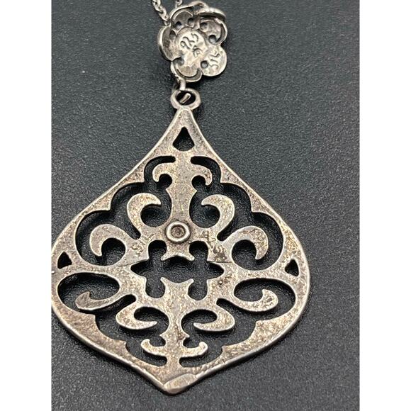 Carolyn Pollack Relios Filigree Sterling Silver Pendant Opal cabochon Necklace - Picture 12 of 13